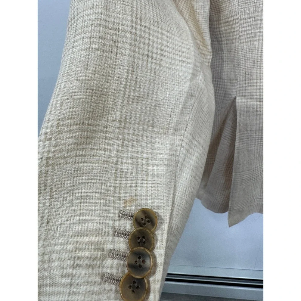 Suitsupply Men Tan Lazio Pure Linen Glen Check Sport Coat Blazer 42R